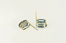 Load image into Gallery viewer, 10K Oval London Blue Topaz Solitaire Stud Earrings Yellow Gold