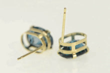 Load image into Gallery viewer, 10K Oval London Blue Topaz Solitaire Stud Earrings Yellow Gold