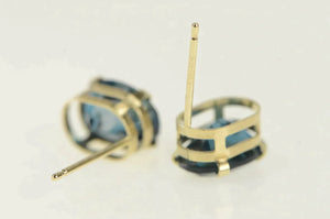 10K Oval London Blue Topaz Solitaire Stud Earrings Yellow Gold