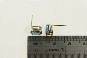 10K Oval London Blue Topaz Solitaire Stud Earrings Yellow Gold