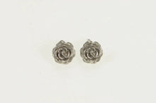 Load image into Gallery viewer, 14K 3D Rose Flower Romantic Vintage Stud Earrings White Gold