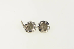 14K 3D Rose Flower Romantic Vintage Stud Earrings White Gold