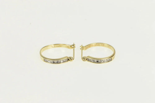 10K Vintage Diamond Classic 15.5mm Hoop Earrings Yellow Gold