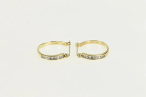 10K Vintage Diamond Classic 15.5mm Hoop Earrings Yellow Gold