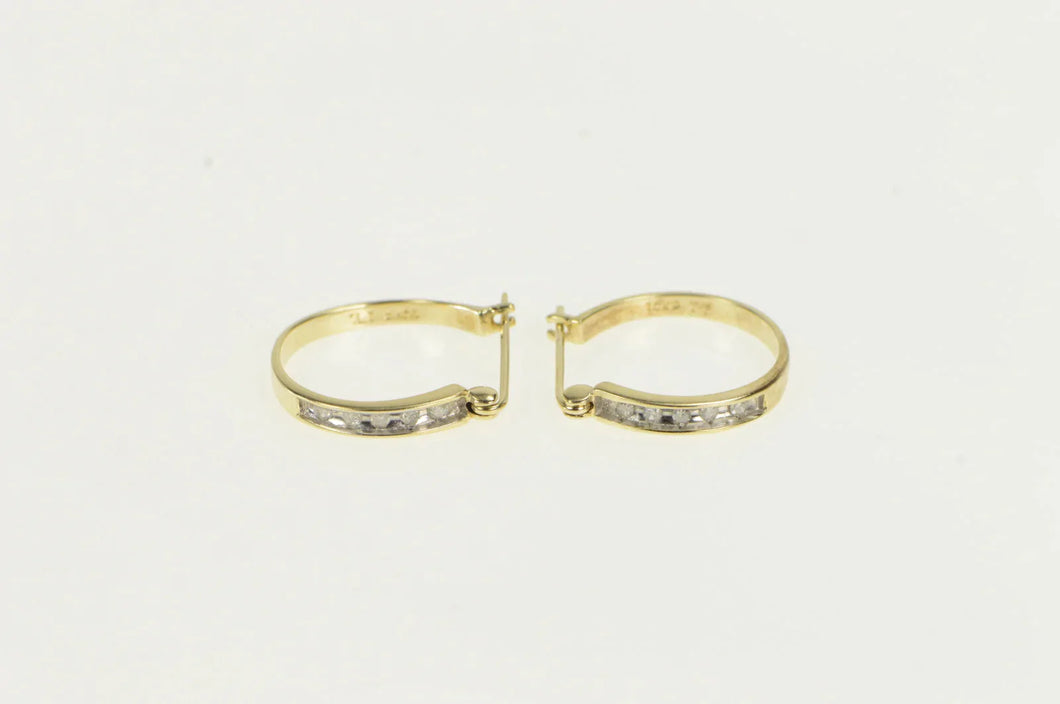 10K Vintage Diamond Classic 15.5mm Hoop Earrings Yellow Gold
