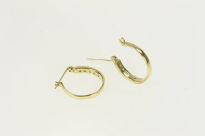10K Vintage Diamond Classic 15.5mm Hoop Earrings Yellow Gold