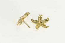 Load image into Gallery viewer, 14K Sea Star Fish Diamond Cut Vintage Stud Earrings Yellow Gold