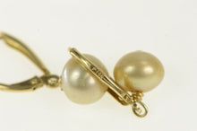 Load image into Gallery viewer, 14K Vintage Classic Pearl Dangle Lever Back Earrings Yellow Gold