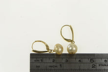 Load image into Gallery viewer, 14K Vintage Classic Pearl Dangle Lever Back Earrings Yellow Gold