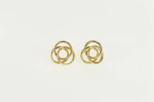 14K Swirl Spiral Design Vintage Stud Earrings Yellow Gold