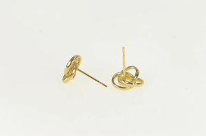 14K Swirl Spiral Design Vintage Stud Earrings Yellow Gold