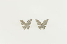 Load image into Gallery viewer, 14K Diamond Pave Butterfly Classic Stud Earrings White Gold