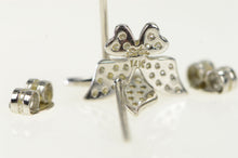 Load image into Gallery viewer, 14K Diamond Pave Butterfly Classic Stud Earrings White Gold