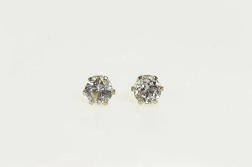 Sterling Silver 14k Gold Classic Solitaire Vintage Two Tone Earrings