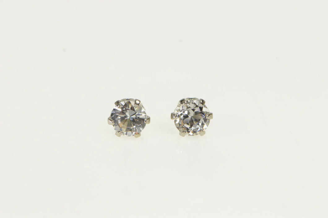 Sterling Silver 14k Gold Classic Solitaire Vintage Two Tone Earrings