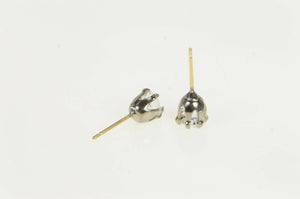 Sterling Silver 14k Gold Classic Solitaire Vintage Two Tone Earrings