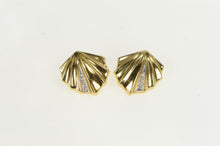 Load image into Gallery viewer, 14K Geometric Diamond Grooved Vintage Abstract Earrings Yellow Gold