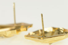 Load image into Gallery viewer, 14K Geometric Diamond Grooved Vintage Abstract Earrings Yellow Gold