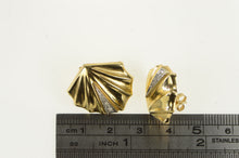 Load image into Gallery viewer, 14K Geometric Diamond Grooved Vintage Abstract Earrings Yellow Gold