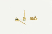 Load image into Gallery viewer, 14K Vintage Round Blue Topaz Solitaire Stud Earrings Yellow Gold