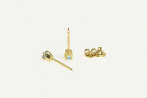 14K Vintage Round Blue Topaz Solitaire Stud Earrings Yellow Gold