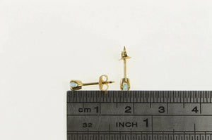 14K Vintage Round Blue Topaz Solitaire Stud Earrings Yellow Gold