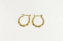 Load image into Gallery viewer, 14K 11.0mm Bamboo Pattern Classic Vintage Hoop Earrings Yellow Gold