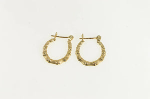 14K 11.0mm Bamboo Pattern Classic Vintage Hoop Earrings Yellow Gold