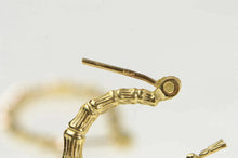 Load image into Gallery viewer, 14K 11.0mm Bamboo Pattern Classic Vintage Hoop Earrings Yellow Gold