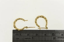 Load image into Gallery viewer, 14K 11.0mm Bamboo Pattern Classic Vintage Hoop Earrings Yellow Gold
