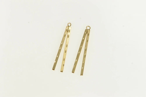 14K Square Diamond Cut Bar Stud Enhancer Earring Jackets Yellow Gold