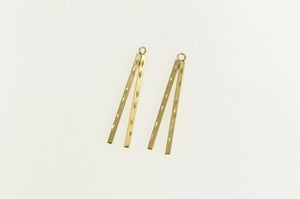 14K Square Diamond Cut Bar Stud Enhancer Earring Jackets Yellow Gold