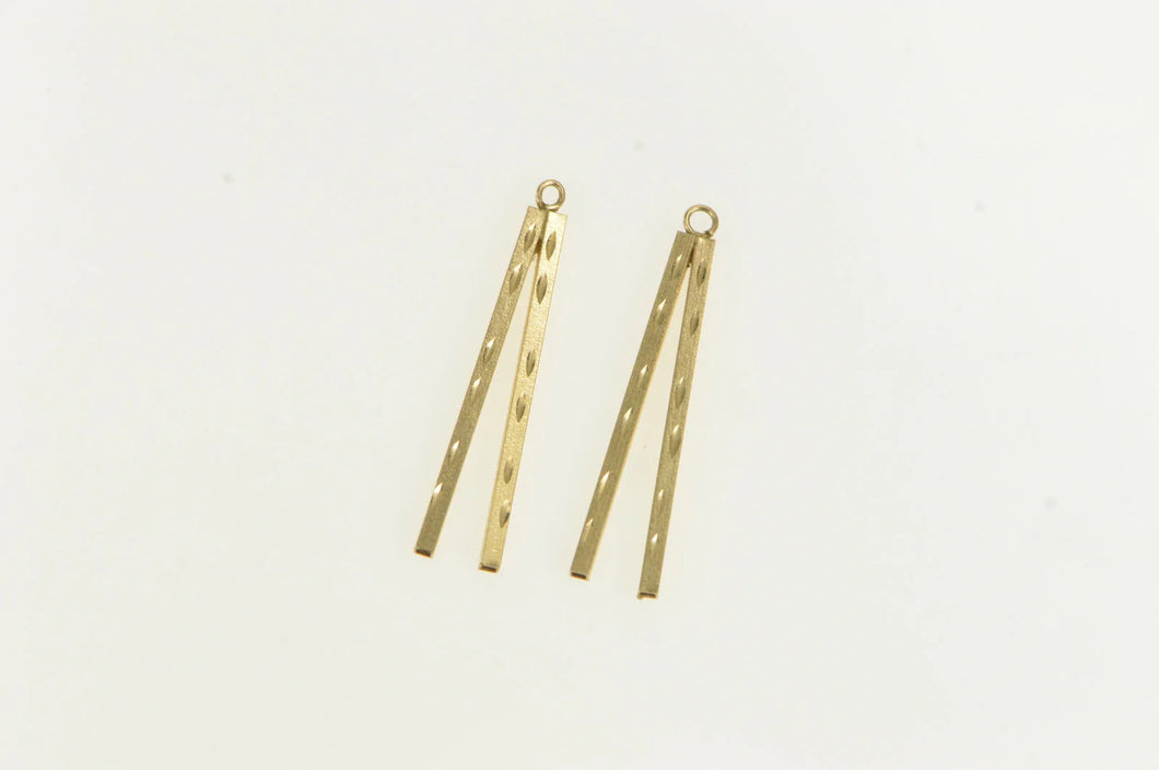 14K Square Diamond Cut Bar Stud Enhancer Earring Jackets Yellow Gold