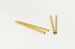 14K Square Diamond Cut Bar Stud Enhancer Earring Jackets Yellow Gold