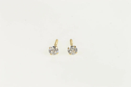 14K Vintage Round Solitaire Screw Back Stud Earrings Yellow Gold