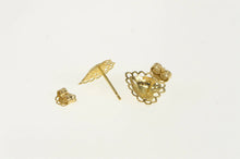 Load image into Gallery viewer, 14K Heart Scalloped Filigree Love Symbol Stud Earrings Yellow Gold