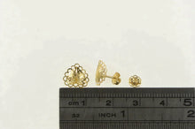 Load image into Gallery viewer, 14K Heart Scalloped Filigree Love Symbol Stud Earrings Yellow Gold
