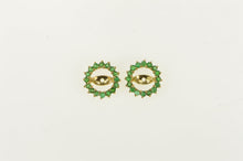 Load image into Gallery viewer, 14K 6.5mm Natural Emerald Halo Stud Enhancer Earring Jackets Yellow Gold