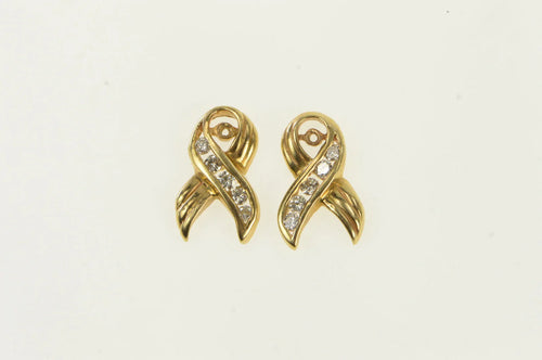 14K 0.40 Ctw Diamond Ribbon Stud Enhancer Earring Jackets Yellow Gold