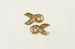 14K 0.40 Ctw Diamond Ribbon Stud Enhancer Earring Jackets Yellow Gold