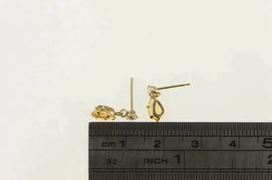 10K Pear Citrine CZ Dangle Vintage Classic Earrings Yellow Gold