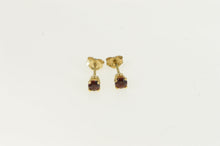 Load image into Gallery viewer, 14K Round Garnet Solitaire Vintage Stud Earrings Yellow Gold