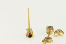 Load image into Gallery viewer, 14K Round Garnet Solitaire Vintage Stud Earrings Yellow Gold