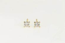 Load image into Gallery viewer, 14K Square Princess CZ Solitaire Classic Stud Earrings Yellow Gold