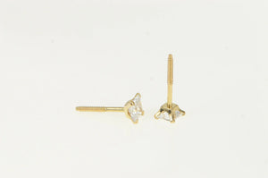 14K Square Princess CZ Solitaire Classic Stud Earrings Yellow Gold