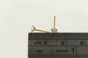 14K Square Princess CZ Solitaire Classic Stud Earrings Yellow Gold