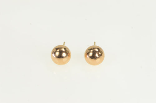 14K 7.8mm Classic Simple Ball Sphere Stud Earrings Rose Gold