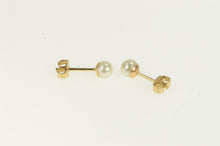 Load image into Gallery viewer, 14K 4.0mm Pearl Classic Simple Vintage Stud Earrings Yellow Gold