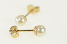 Load image into Gallery viewer, 14K 4.0mm Pearl Classic Simple Vintage Stud Earrings Yellow Gold
