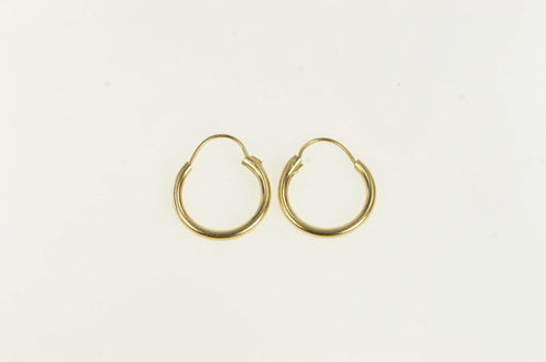 14K 12.0mm Classic Round Simple Vintage Hoop Earrings Yellow Gold